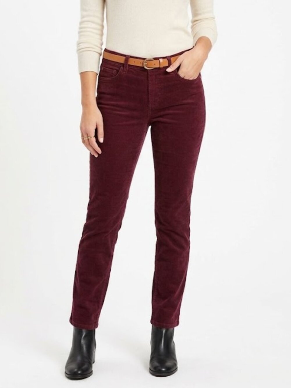 Ann Taylor Loft Women’s Modern Straight Corduroy Pants Burgundy Maroon 26/2